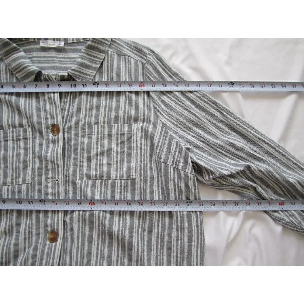 Women's 89th Madison Button Down Stripe Cotton Jacket Sz 2X (WJ14)‎
